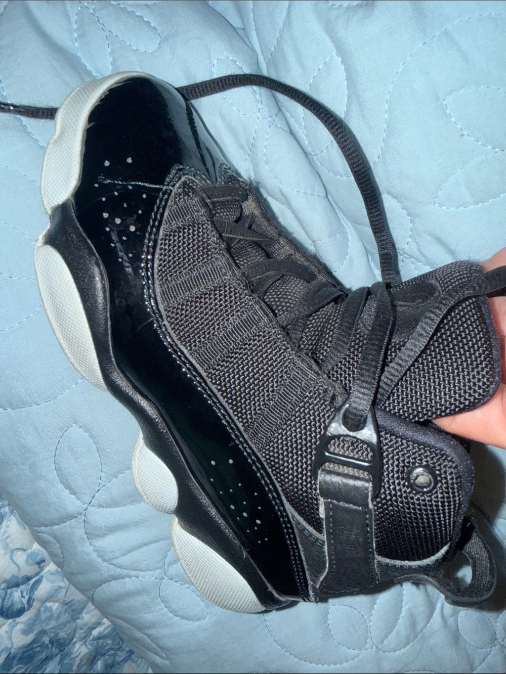 Jordan Women's Black Patent & Mesh Low-Top Sneakers with White Sole